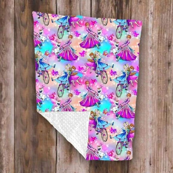 NEW DISNEY'S SPRINGTIME FROZEN MINKY BLANKET - Picture 1 of 2